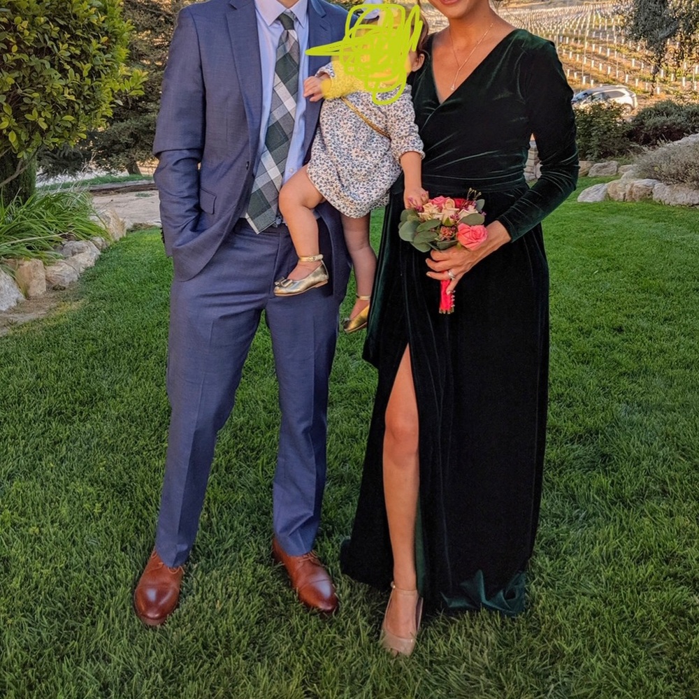 Emerald Green Velvet Wrap Dress
